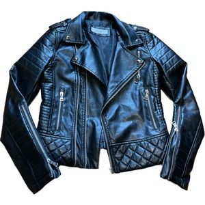 COPY - AFTF Basic Outerwear Black Moto Biker Jacket Women Size Small Zippers EUC